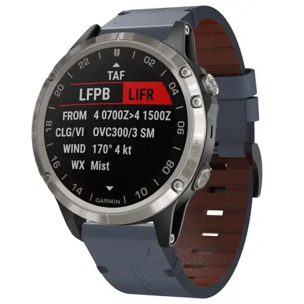 g.l12.5 Front Slate Genuine Italian Leather Watch Band Strap for Garmin D2 Charlie