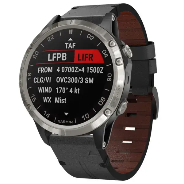 g.l12.1 Front Charcoal Genuine Italian Leather Watch Band Strap for Garmin D2 Charlie