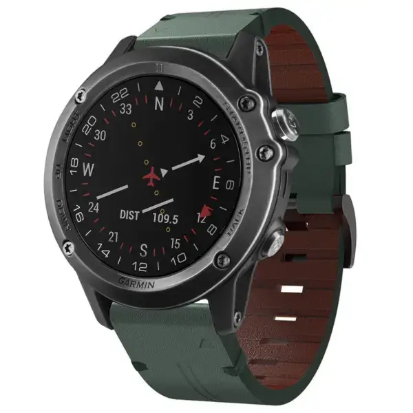g.l12.11 Front Forest Genuine Italian Leather Watch Band Strap for Garmin D2 Bravo