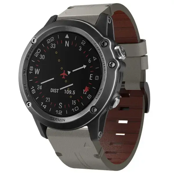 g.l12.7 Front Graphite Genuine Italian Leather Watch Band Strap for Garmin D2 Bravo