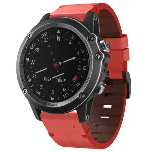 g.l12.6 Front Ember Genuine Italian Leather Watch Band Strap for Garmin D2 Bravo