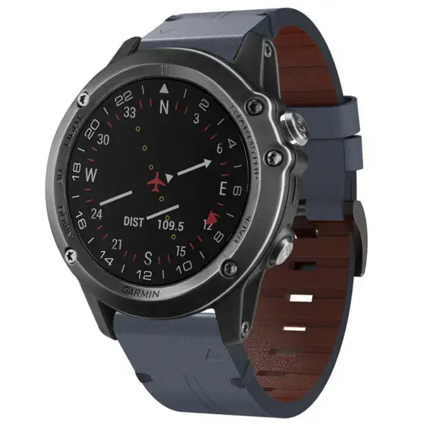 g.l12.5 Front Slate Genuine Italian Leather Watch Band Strap for Garmin D2 Bravo