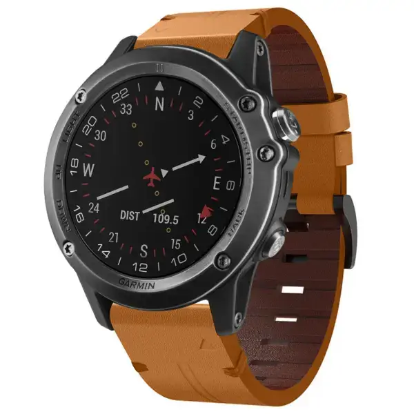 g.l12.3 Front Whiskey Genuine Italian Leather Watch Band Strap for Garmin D2 Bravo