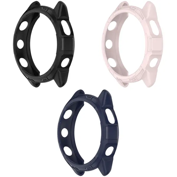 Armor Case for Garmin Forerunner 265S, featuring three color options: black, navy, and pink. Designed for durability and protection, it enhances your smartwatch's style