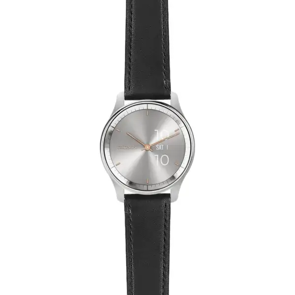 vtrd.g.sw.l2.1 Main Black DASSARI Smooth Italian Leather Strap 20mm Quick Release Watch Band For Garmin Vivomove Trend
