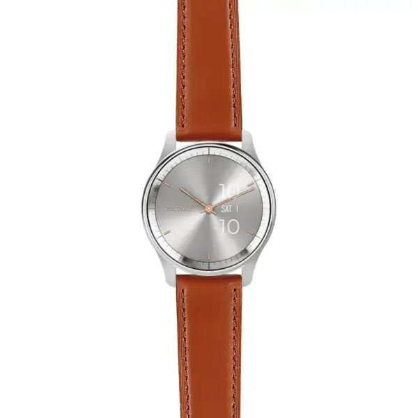 vtrd.g.sw.l2.2 Main Brown DASSARI Smooth Italian Leather Strap 20mm Quick Release Watch Band For Garmin Vivomove Trend