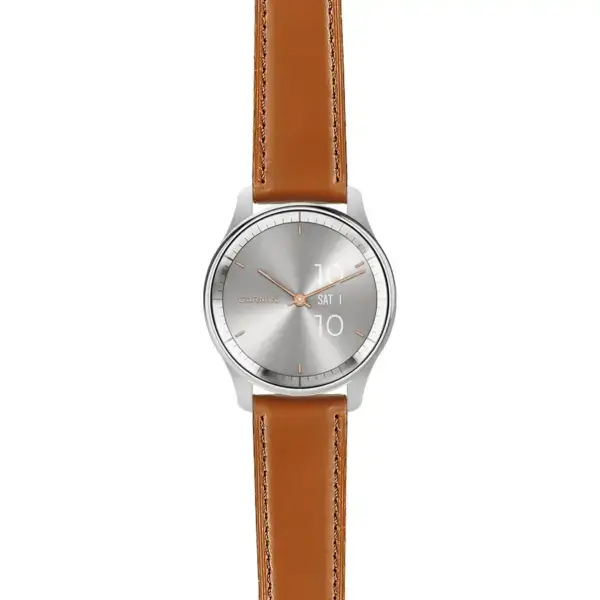vtrd.g.sw.l2.3 Main Tan DASSARI Smooth Italian Leather Strap 20mm Quick Release Watch Band For Garmin Vivomove Trend