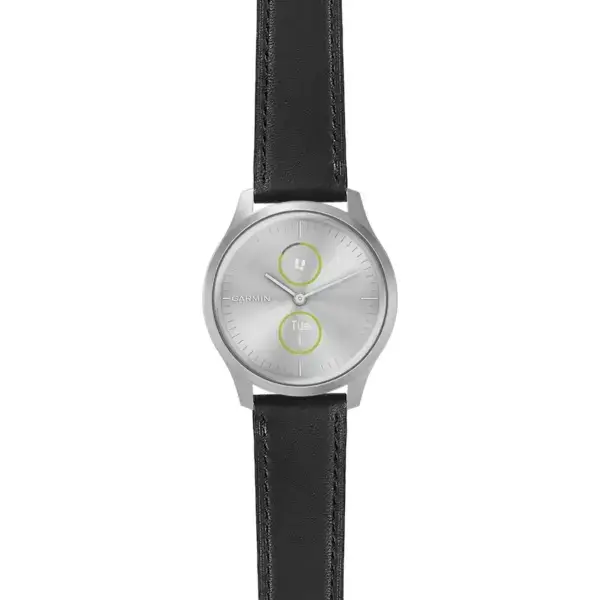 vstyl.g.sw.l2.1 Main Black DASSARI Smooth Italian Leather Strap 20mm Quick Release Watch Band For Garmin Vivomove Style
