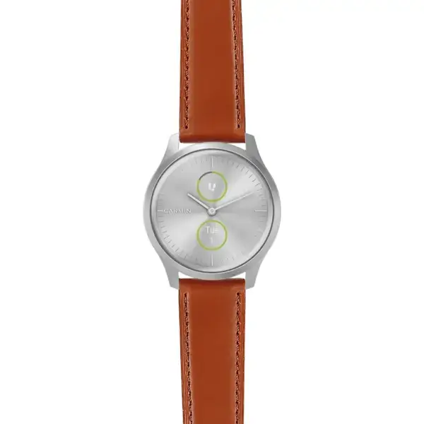 vstyl.g.sw.l2.2 Main Brown DASSARI Smooth Italian Leather Strap 20mm Quick Release Watch Band For Garmin Vivomove Style