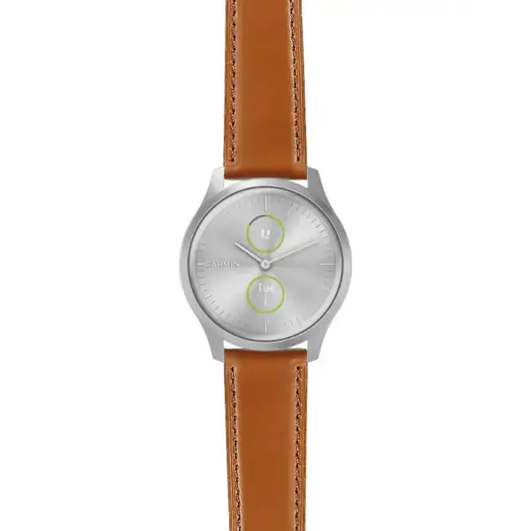 vstyl.g.sw.l2.3 Main Tan DASSARI Smooth Italian Leather Strap 20mm Quick Release Watch Band For Garmin Vivomove Style