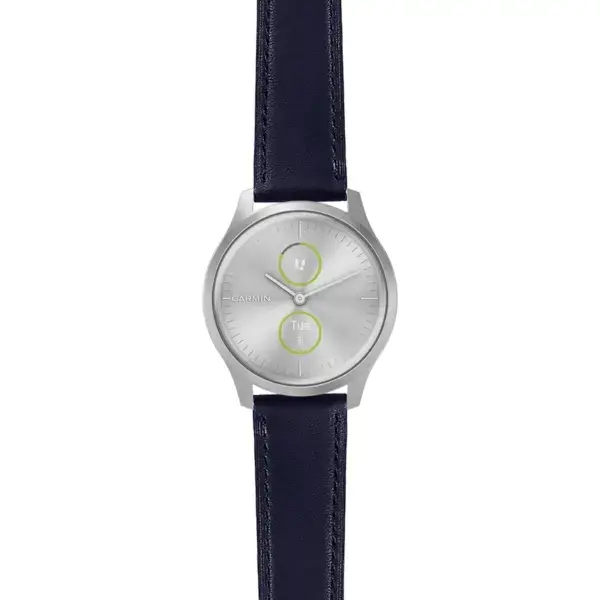 vstyl.g.sw.l2.5 Main Blue DASSARI Smooth Italian Leather Strap 20mm Quick Release Watch Band For Garmin Vivomove Style