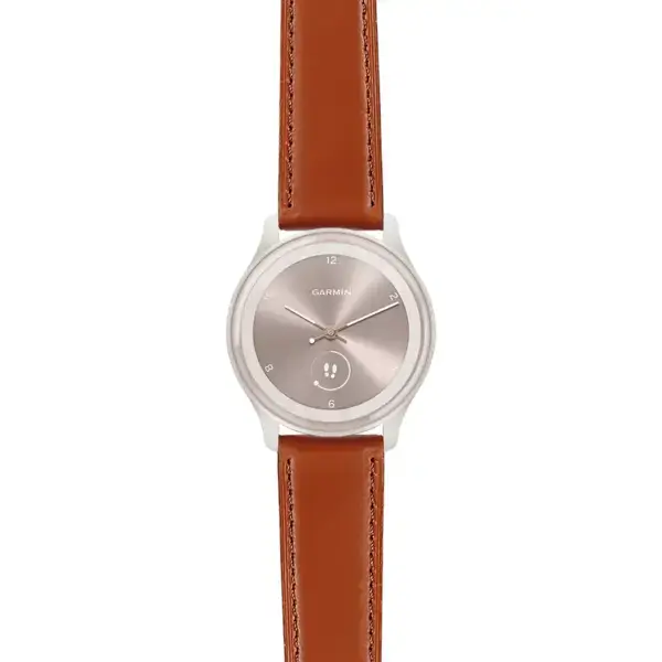 vspt.g.sw.l2.2 Main Brown DASSARI Smooth Italian Leather Strap 20mm Quick Release Watch Band For Garmin Vivomove Sport