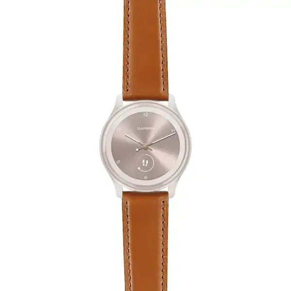 vspt.g.sw.l2.3 Main Tan DASSARI Smooth Italian Leather Strap 20mm Quick Release Watch Band For Garmin Vivomove Sport
