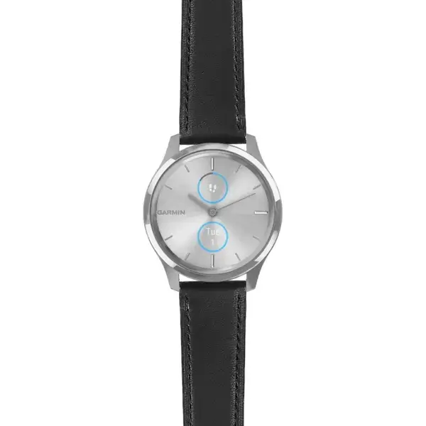 vlux.g.sw.l2.1 Main Black DASSARI Smooth Italian Leather Strap 20mm Quick Release Watch Band For Garmin Vivomove Luxe