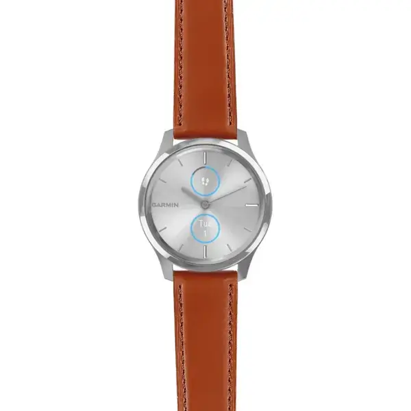vlux.g.sw.l2.2 Main Brown DASSARI Smooth Italian Leather Strap 20mm Quick Release Watch Band For Garmin Vivomove Luxe