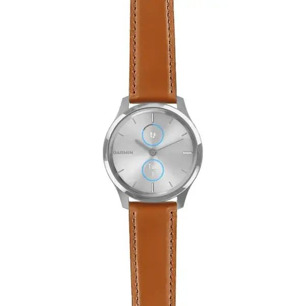 vlux.g.sw.l2.3 Main Tan DASSARI Smooth Italian Leather Strap 20mm Quick Release Watch Band For Garmin Vivomove Luxe