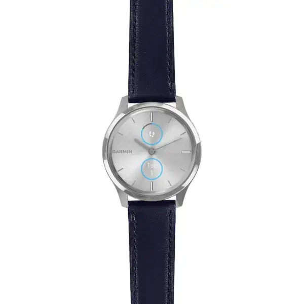 vlux.g.sw.l2.5 Main Blue DASSARI Smooth Italian Leather Strap 20mm Quick Release Watch Band For Garmin Vivomove Luxe