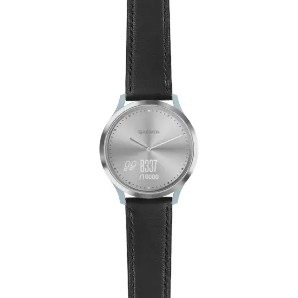 vhr.g.sw.l2.1 Main Black DASSARI Smooth Italian Leather Strap 20mm Quick Release Watch Band For Garmin Vivomove HR