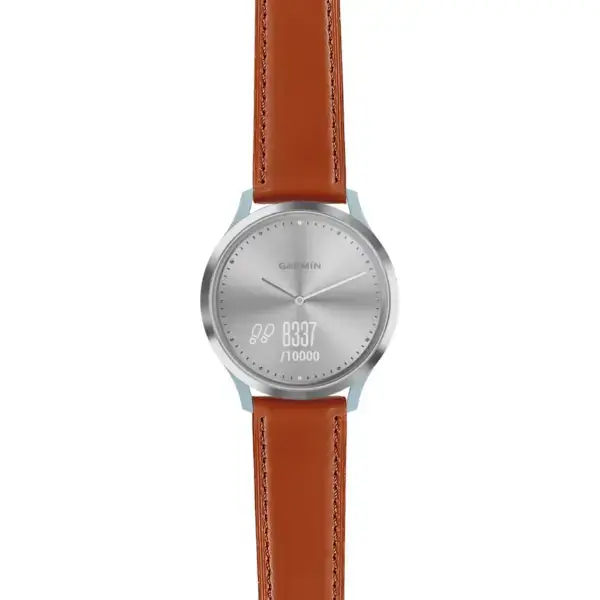 vhr.g.sw.l2.2 Main Brown DASSARI Smooth Italian Leather Strap 20mm Quick Release Watch Band For Garmin Vivomove HR