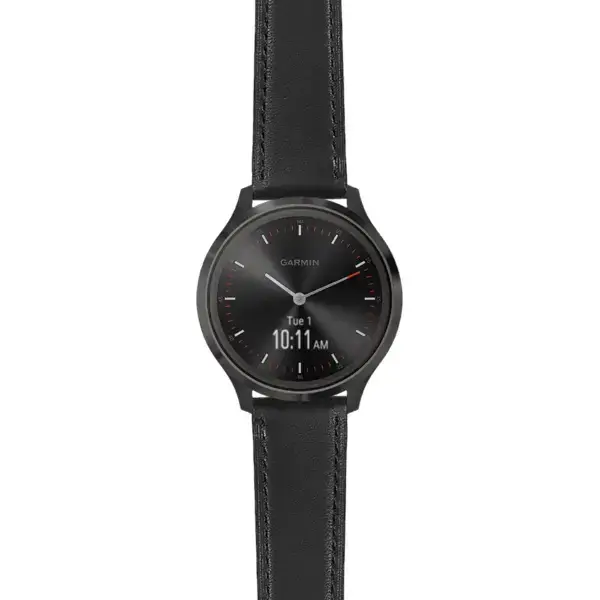 vmov3.g.sw.l2.1 Main Black DASSARI Smooth Italian Leather Strap 20mm Quick Release Watch Band For Garmin Vivomove 3