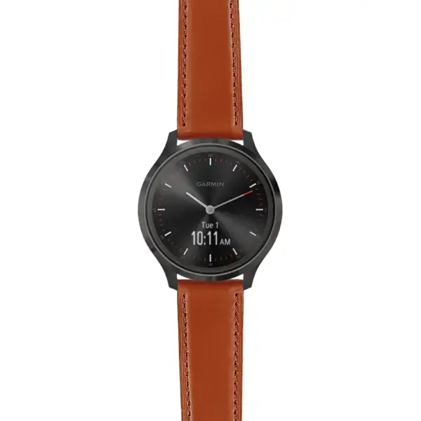 vmov3.g.sw.l2.2 Main Brown DASSARI Smooth Italian Leather Strap 20mm Quick Release Watch Band For Garmin Vivomove 3