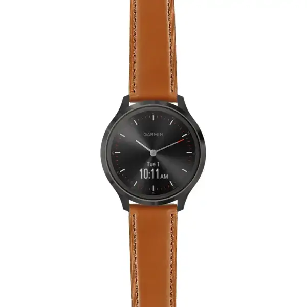 vmov3.g.sw.l2.3 Main Tan DASSARI Smooth Italian Leather Strap 20mm Quick Release Watch Band For Garmin Vivomove 3