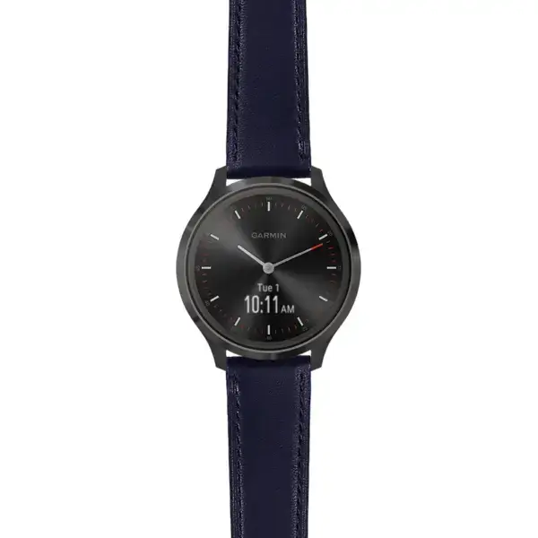 vmov3.g.sw.l2.5 Main Blue DASSARI Smooth Italian Leather Strap 20mm Quick Release Watch Band For Garmin Vivomove 3