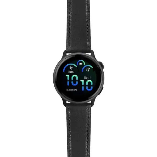viv6.g.sw.l2.1 Main Black DASSARI Smooth Italian Leather Strap 20mm Quick Release Watch Band For Garmin Vivoactive 6