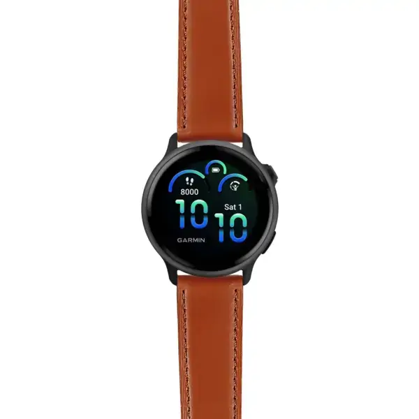 viv6.g.sw.l2.2 Main Brown DASSARI Smooth Italian Leather Strap 20mm Quick Release Watch Band For Garmin Vivoactive 6