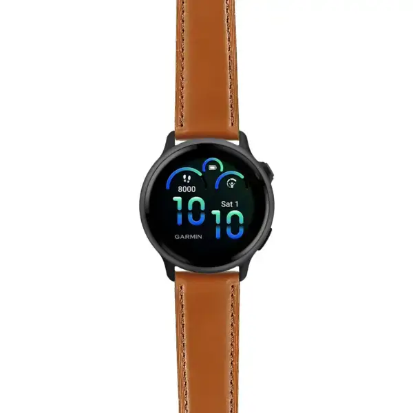 viv6.g.sw.l2.3 Main Tan DASSARI Smooth Italian Leather Strap 20mm Quick Release Watch Band For Garmin Vivoactive 6