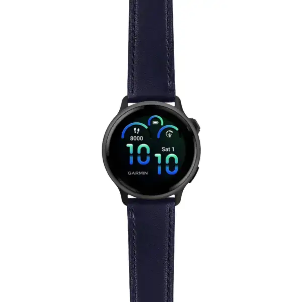 viv6.g.sw.l2.5 Main Blue DASSARI Smooth Italian Leather Strap 20mm Quick Release Watch Band For Garmin Vivoactive 6