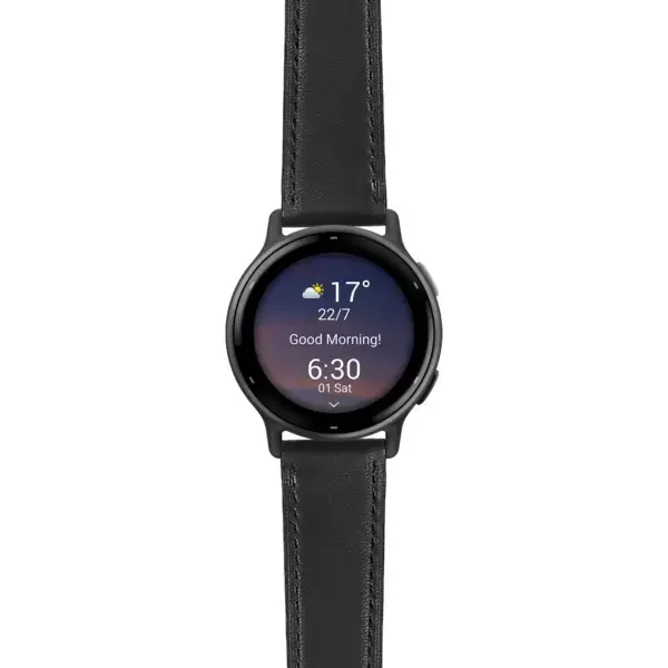 viv5.g.sw.l2.1 Main Black DASSARI Smooth Italian Leather Strap 20mm Quick Release Watch Band For Garmin Vivoactive 5