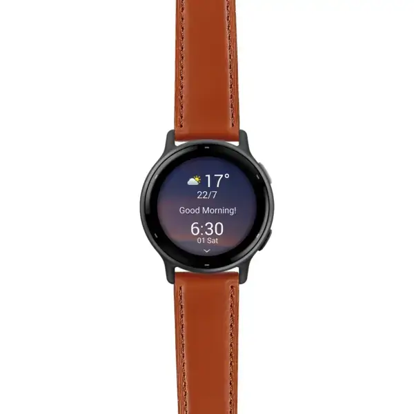 viv5.g.sw.l2.2 Main Brown DASSARI Smooth Italian Leather Strap 20mm Quick Release Watch Band For Garmin Vivoactive 5