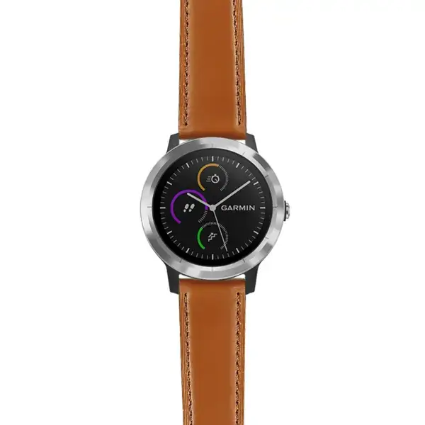 viv3.g.sw.l2.3 Main Tan DASSARI Smooth Italian Leather Strap 20mm Quick Release Watch Band For Garmin Vivoactive 3