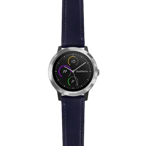 viv3.g.sw.l2.5 Main Blue DASSARI Smooth Italian Leather Strap 20mm Quick Release Watch Band For Garmin Vivoactive 3