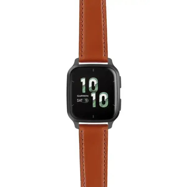 vsq2.g.sw.l2.2 Main Brown DASSARI Smooth Italian Leather Strap 20mm Quick Release Watch Band For Garmin Venu Sq 2
