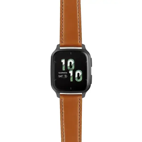 vsq2.g.sw.l2.3 Main Tan DASSARI Smooth Italian Leather Strap 20mm Quick Release Watch Band For Garmin Venu Sq 2