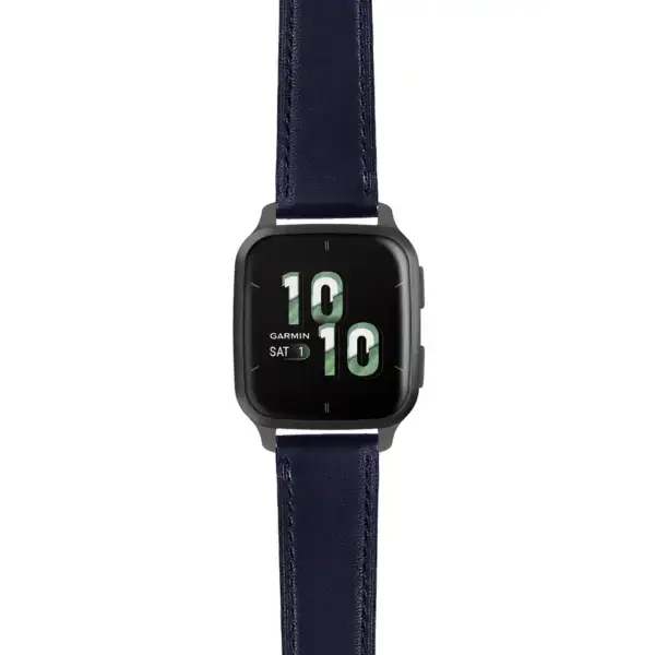 vsq2.g.sw.l2.5 Main Blue DASSARI Smooth Italian Leather Strap 20mm Quick Release Watch Band For Garmin Venu Sq 2