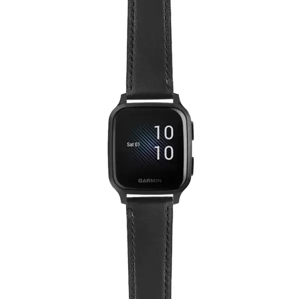 vsq.g.sw.l2.1 Main Black DASSARI Smooth Italian Leather Strap 20mm Quick Release Watch Band For Garmin Venu Sq