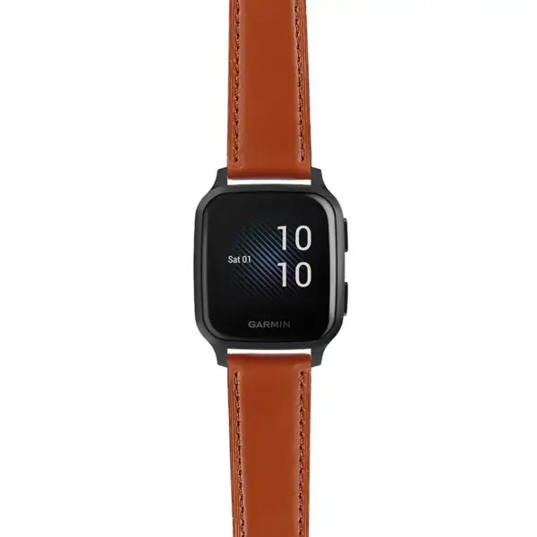 vsq.g.sw.l2.2 Main Brown DASSARI Smooth Italian Leather Strap 20mm Quick Release Watch Band For Garmin Venu Sq