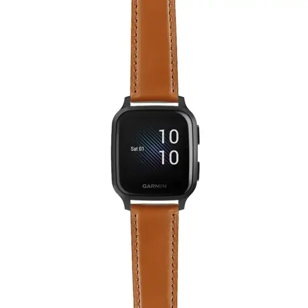 vsq.g.sw.l2.3 Main Tan DASSARI Smooth Italian Leather Strap 20mm Quick Release Watch Band For Garmin Venu Sq