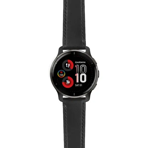 v2p.g.sw.l2.1 Main Black DASSARI Smooth Italian Leather Strap 20mm Quick Release Watch Band For Garmin Venu 2 Plus