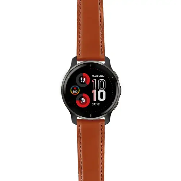 v2p.g.sw.l2.2 Main Brown DASSARI Smooth Italian Leather Strap 20mm Quick Release Watch Band For Garmin Venu 2 Plus