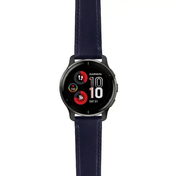 v2p.g.sw.l2.5 Main Blue DASSARI Smooth Italian Leather Strap 20mm Quick Release Watch Band For Garmin Venu 2 Plus
