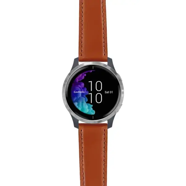 venu.g.sw.l2.2 Main Brown DASSARI Smooth Italian Leather Strap 20mm Quick Release Watch Band For Garmin Venu