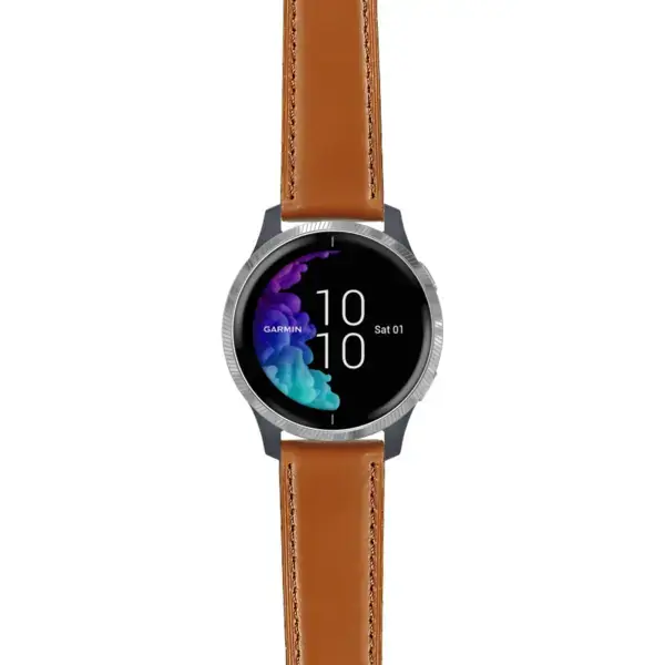 venu.g.sw.l2.3 Main Tan DASSARI Smooth Italian Leather Strap 20mm Quick Release Watch Band For Garmin Venu