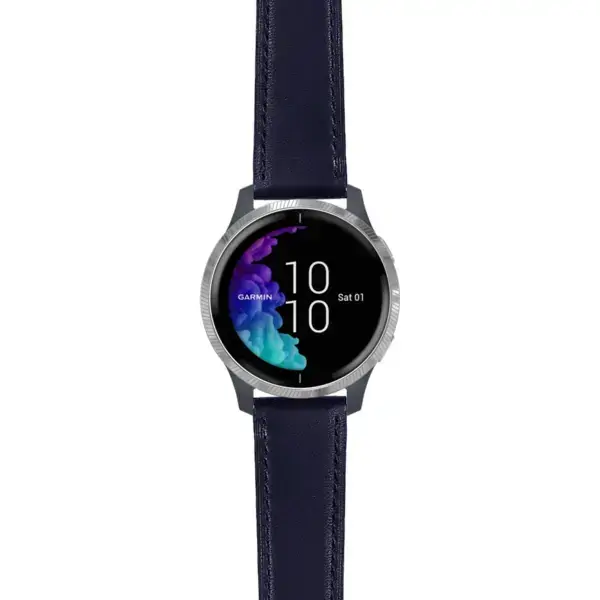 venu.g.sw.l2.5 Main Blue DASSARI Smooth Italian Leather Strap 20mm Quick Release Watch Band For Garmin Venu