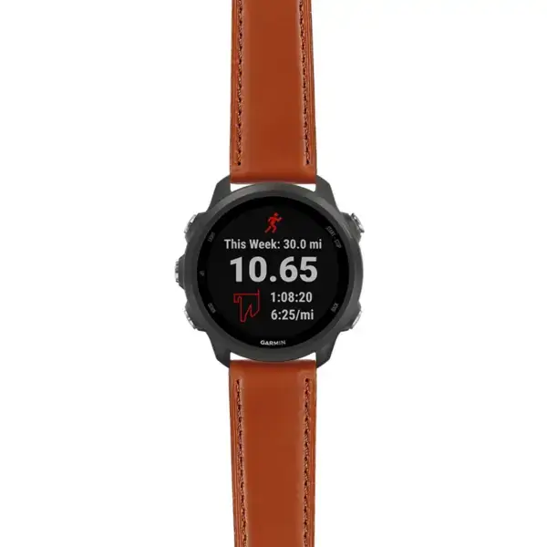 f245.g.sw.l2.2 Main Brown DASSARI Smooth Italian Leather Strap 20mm Quick Release Watch Band For Garmin Forerunner 245