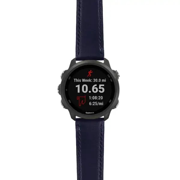 f245.g.sw.l2.5 Main Blue DASSARI Smooth Italian Leather Strap 20mm Quick Release Watch Band For Garmin Forerunner 245