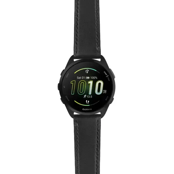 f165.g.sw.l2.1 Main Black DASSARI Smooth Italian Leather Strap 20mm Quick Release Watch Band For Garmin Forerunner 165